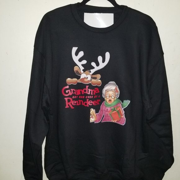 SBC Grandma Got Run Over By A Reindeer Black Crewneck Sweatshirt - Picture 9 of 10